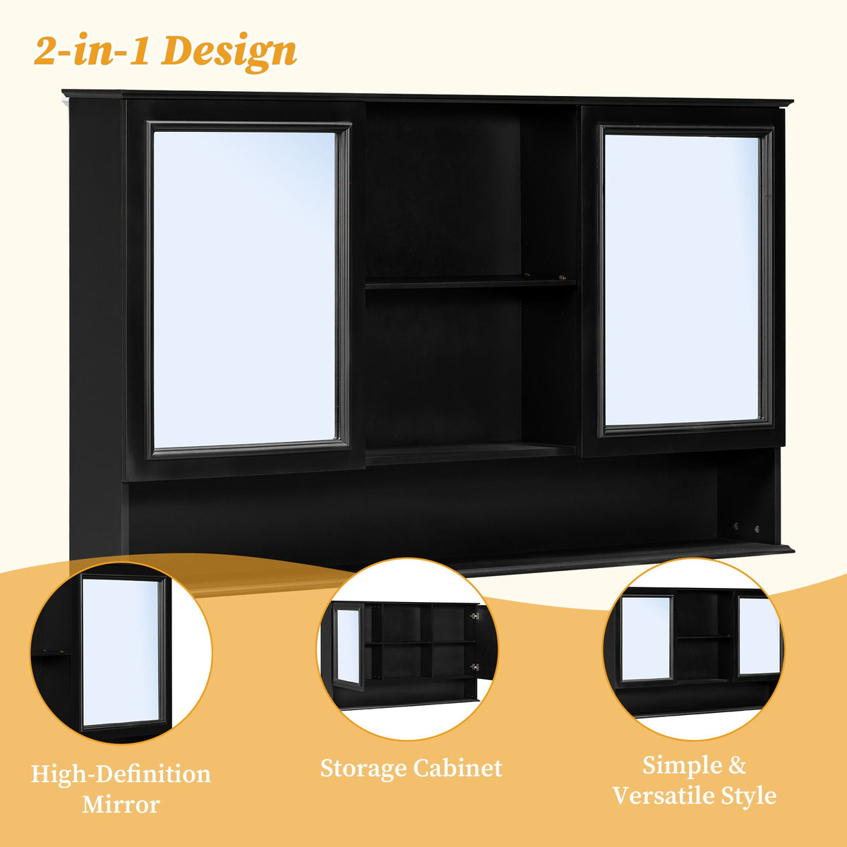 Double Sink Bathroom Vanity Set with Wall Mount Mirror Cabinet, photo 10 of 40