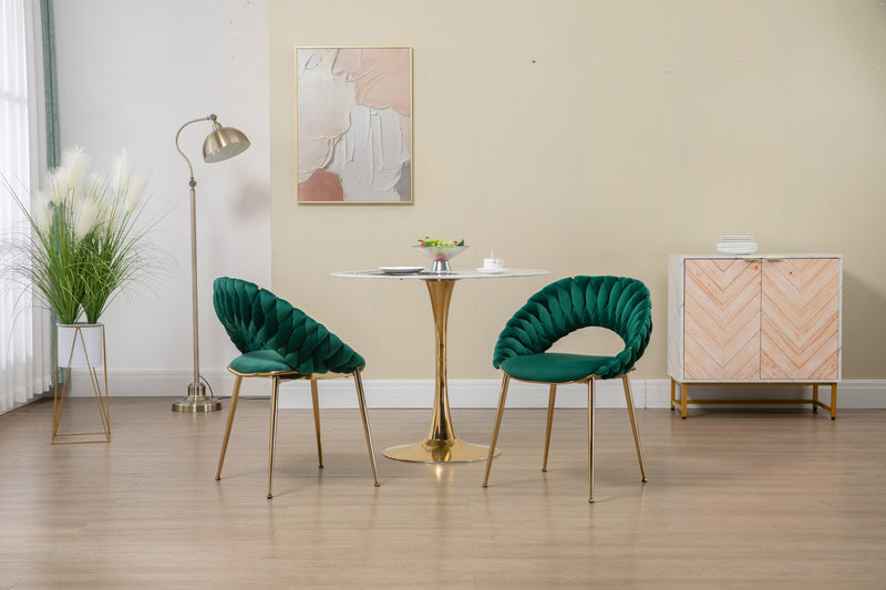 Accent Chairs Set of 2, Velvet Side Chairs with Gold Legs, Mid-Century Upholstered Dining Chairs for Living Room, Kitchen, Bedroom, Beauty Room