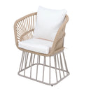 Outdoor 7-Piece Dining Set - Rectangular Teak Wood Table + 6 Wicker Chairs with Cushions by HouseOfZazla