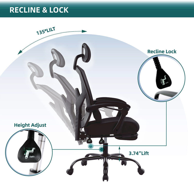 Walker Edison | Mesh High Back Ergonomic Office Desk Chair