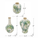 Set of 3 Floral Ceramic Vases