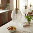 Vista - Single Pendant Chain Hanging Light - Clear / Gold by HouseOfZazla