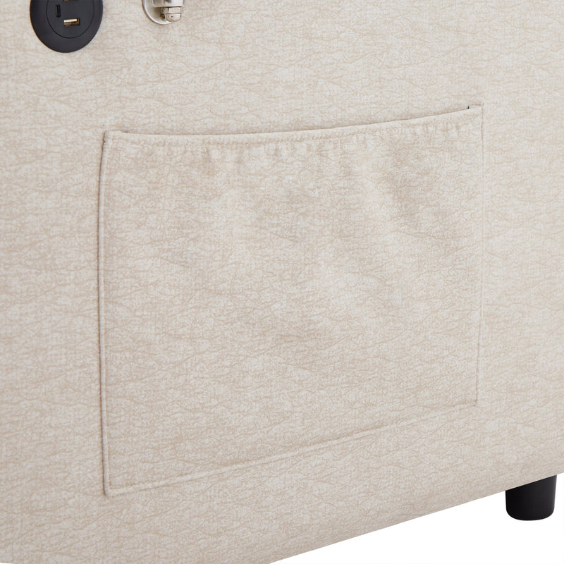 55.9" Convertible Sofa Bed Loveseat Sofa with Three USB Ports, Two Side Pockets, Two Cup Holders and 360Swivel Phone Holder for Living Room, Beige