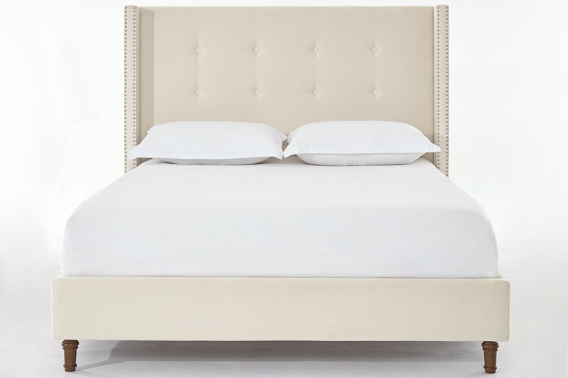 Walker Edison | Traditional Peyton Upholstered 54" High Headboard King Bed