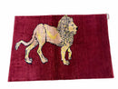 3 X 5 Handmade New Vintage Rug Quality Wool Lion Red Veggy Dyes Hand-Knotted