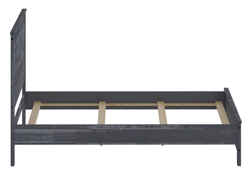 Albany Solid Wood Grey Bed, Modern Rustic Wooden Twin Size Bed Frame Box Spring Needed