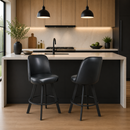 Set of 2 Commercial-Grade Upholstered Swivel Bucket-Seat Bar Stools