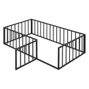 Metal Floor Bed Frame With Fence And Door by HouseOfZazla