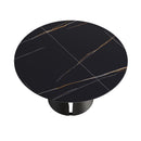 Modern Artificial Stone Round Carbon Steel Base Dining Table, Can Accommodate 6 People - Black by HouseOfZazla