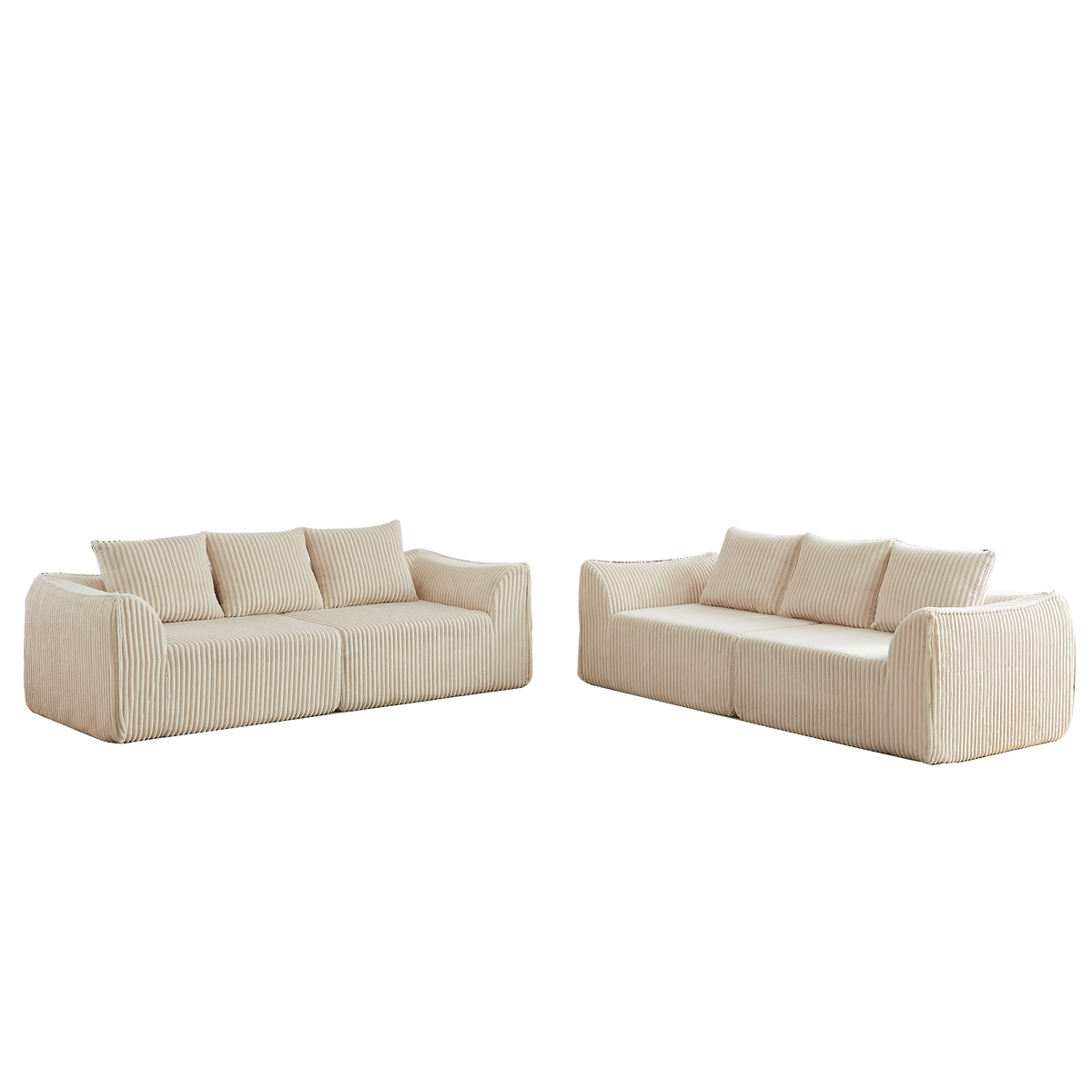 Minimalist 3+3 Seater Corduroy Sofa Set, photo 3 of 10