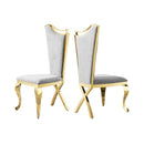 Gorgeous Streamlined High Back Fabric Stainless Steel Dining Chair (Set of 2) - Gold / Gray by Unique Piece Furniture