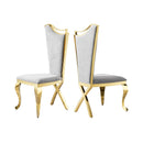 Gorgeous Streamlined High Back Fabric Stainless Steel Dining Chair (Set of 2) - Gold / Gray by HouseOfZazla