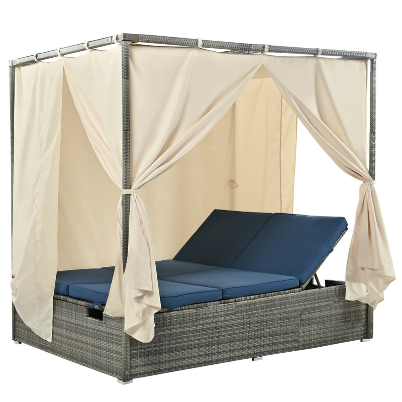 Adjustable Sun Bed With Curtain,High Comfort,With 3 Colors