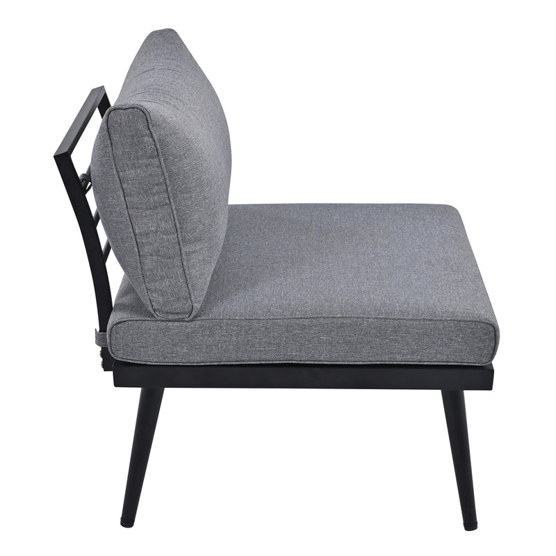 6-Piece Outdoor Sectional Sofa Set with Round Nesting Coffee Tables and Seating Sofa with Cushions for Patio, Porch and Garden (Grey)