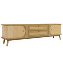 Rattan TV Stand For Tvs Up To 75'', Modern Farmhouse Media Console, Entertainment Center With Legs, TV Cabinet For Living Room, Home Theatre - Natural Wood by HouseOfZazla