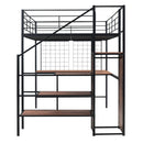 Loft Bed With Desk And Grid, Stylish Frame With Lateral Storage Ladder And Wardrobe by HouseOfZazla