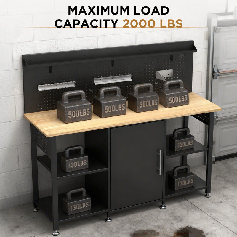Workbench With Storage Cabinet And Pegboard - Black, photo 4 of 9