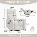 Beige Heat Massage Manual Recliner Chair with Rocker and Swivel