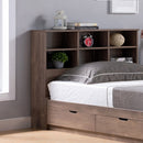 Bookcase Headboard 6 Shelves 3 Shelves Adjustable Top Panel Rounded Corners