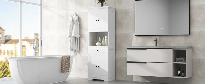 Walker Edison | White Tall Bathroom Storage Cabinet