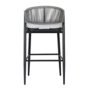 Outdoor Bar Height Metal Frame Counter Stools with Scallop-Shaped Backrest & Water-Resistant Cushions by HouseOfZazla
