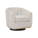360 Degrees Swivel Upholstered Barrel Armchair For Living Room - Ivory by HouseOfZazla