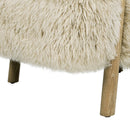 Becker - Rustic Oak Sheepskin Upholstered Accent Arm Chair - Taupe Beige by HouseOfZazla