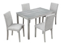 5 Piece Wooden Dining Table Set, Kitchen Table Set with a Rectangular Table and 4 Upholstered Chairs, Wooden Dining Room Table with Crystal Decoration and Chairs Set for Kitchen, Dining Room, Gray