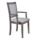 7-Piece Updated 76.9inch Extendable Trestle Dining Table Set with Removable Leaf, Kitchen Table Set with Upholstered Side Chair and Arm Chair, Set of 6, Grey