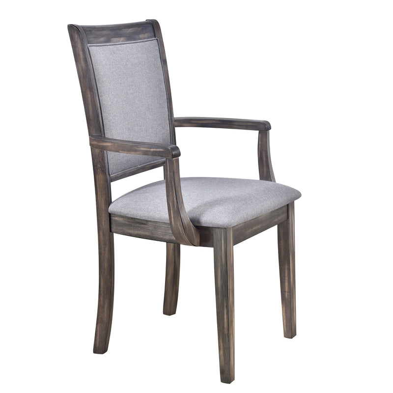 7-Piece Updated 76.9inch Extendable Trestle Dining Table Set with Removable Leaf, Kitchen Table Set with Upholstered Side Chair and Arm Chair, Set of 6, Grey