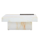 A modern and practical coffee table with imitation marble patterns, made of MDF material. The fusion of elegance and natural fashion 31.4"x 31.4"x 12 "