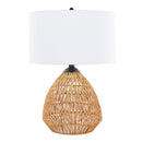Congo - Contemporary Rattan Table Lamp - Natural / Matte Black / White by HouseOfZazla