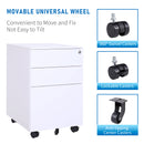 3 Drawer Mobile File Cabinet with Lock Steel File Cabinet for Legal/Letter/A4/F4 Size, Fully Assembled Include Wheels, Home/ Office Design