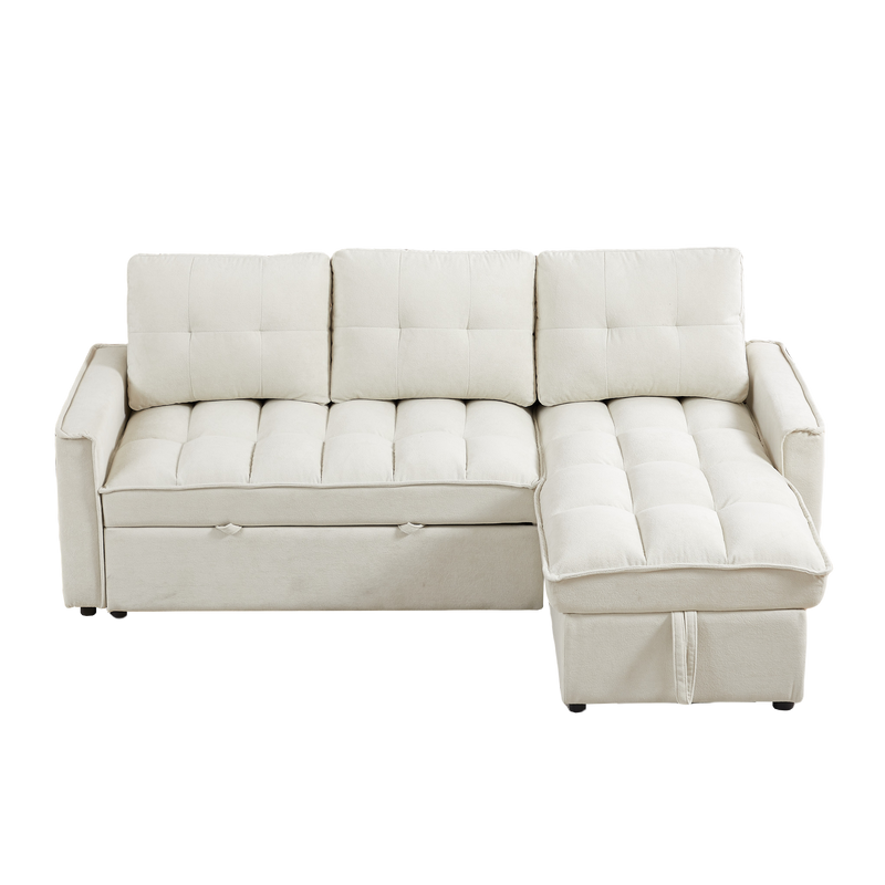 78.75" Reclining Sofa, Pull-Out Sofa Bed with USB and tape-c charging ports, L-Shaped Sectional Sofa with Reclining Storage and Arm Side Organizer Pocket Features, Living Room Comfort Sofa
