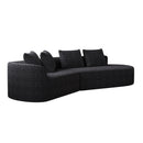 Upholstered Oversized Sectional Sofa, 4 Seater Extra Deep & Wide Curved Cloud Couch With 4 Throw Pillows For Living Room - Black by HouseOfZazla