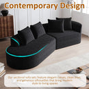 Upholstered Oversized Sectional Sofa, 4 Seater Extra Deep & Wide Seat Curved Cloud Couch With 4 Throw Pillows, Free Combination Living Room - Black by HouseOfZazla