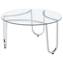 Beller Round Tempered Glass Top Cocktail Coffee Table Chrome