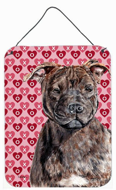 Staffordshire Bull Terrier Staffie Hearts and Love Wall or Door Hanging Prints SC9705DS1216