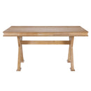 6-Piece Retro 59"L Rectangular Dining Table Set, Table with Unique Legs and 4 Upholstered Chairs & 1 Bench for Dining Room and Kitchen (Natural Wood Wash)