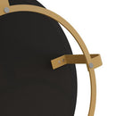 31.5" Modern round coffee table Wooden carving pattern coffee table with metal legs for living room reception room office Golden