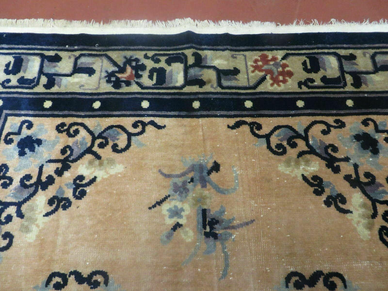 4' X 6' Antique Handmade Fine Knotted Peking Chinese Wool Rug Amiri Salmon