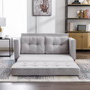 59.4" Loveseat Sofa with Pull-Out Bed Modern Upholstered Couch with Side Pocket for Living Room Office, Grey