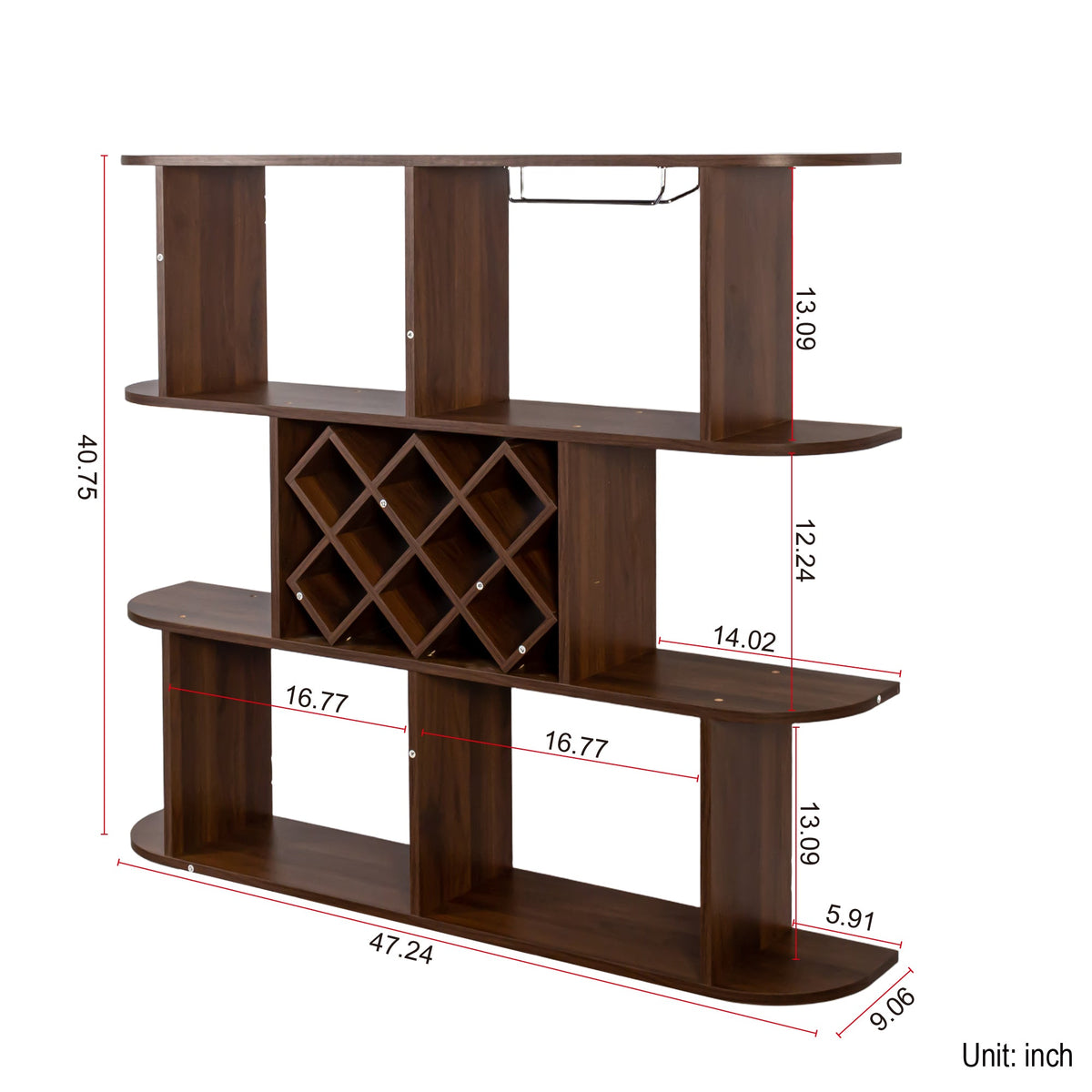 Large Wall Mounted 3 Tier Rustic Bottle Wine Rack, photo 5 of 10
