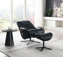 Labotina Top Grain Leather Accent Chair With Swivel & Ottoman - Black by HouseOfZazla