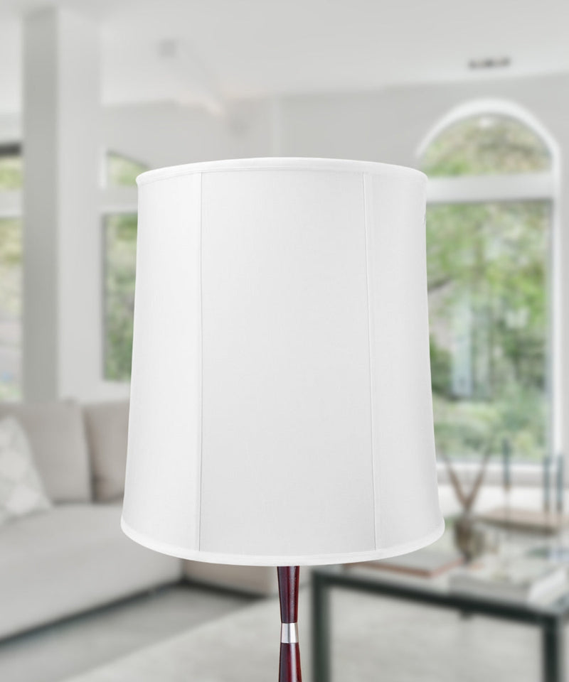 16x18x19 White Shantung Tall Drum Lampshade