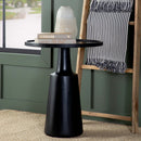 Stain Pedestal Accent Round Table With Lipped Top - Black by HouseOfZazla
