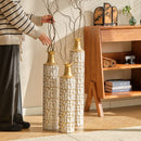 Floor Vases Large Decorative Set of 3 - Antique White & Gold by HouseOfZazla