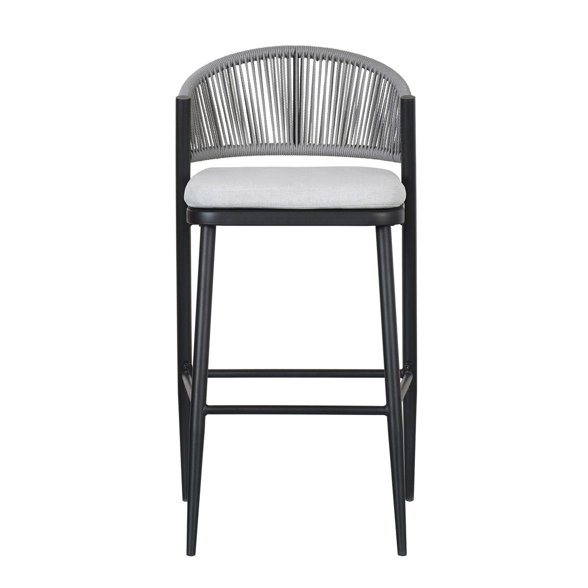 Outdoor Bar Height Metal Frame Counter Stools with Scallop-Shaped Backrest & Water-Resistant Cushions, photo 21 of 40