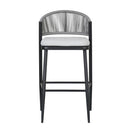 Outdoor Bar Height Metal Frame Counter Stools with Scallop-Shaped Backrest & Water-Resistant Cushions by HouseOfZazla