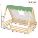 Full Size House Floor Bed with Tent and Light
